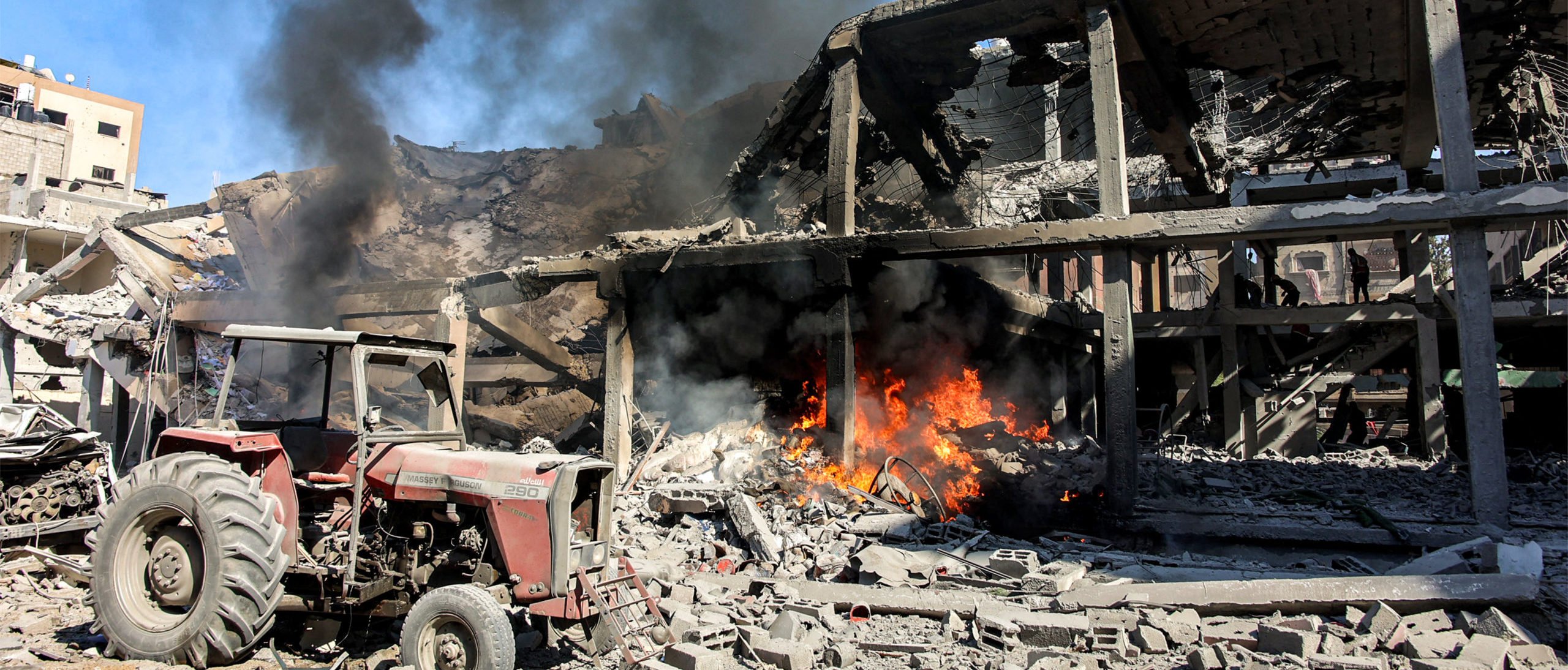 Flames are ablaze in a building that was hit by Israeli bombardment in the Sheikh Radwan neighbourhood in the north of Gaza City on September 3, 2024 amid the ongoing war in the Palestinian territory between Israel and Hamas. (Photo by Omar AL-QATTAA / AFP) (Photo by OMAR AL-QATTAA/AFP via Getty Images)