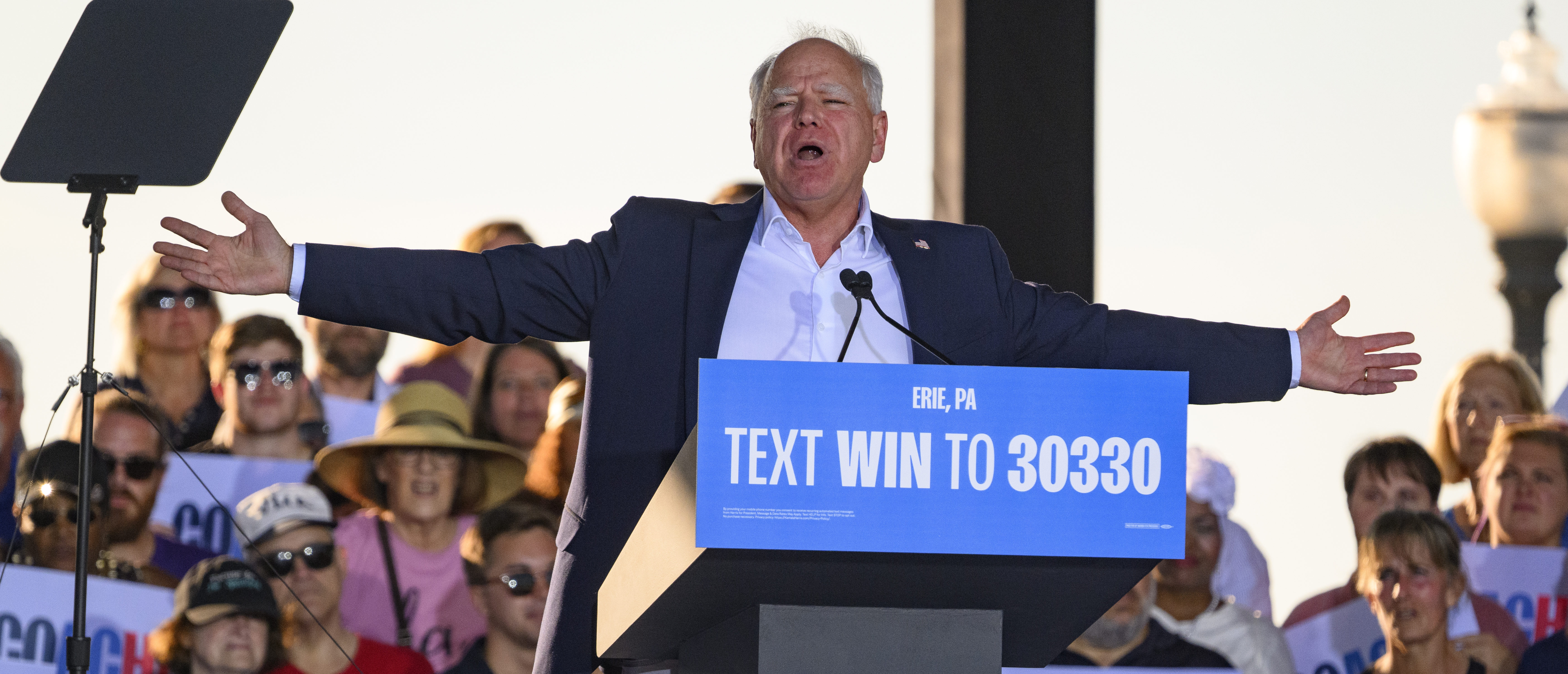 Democratic Vice Presidential Nominee Tim Walz Holds A Campaign Rally In Erie, Pennsylvania